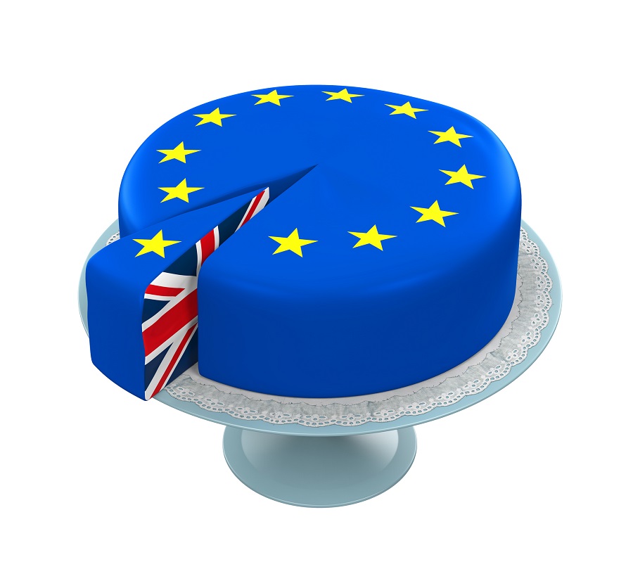 Great Britain Flag as Piece of European Union Cake